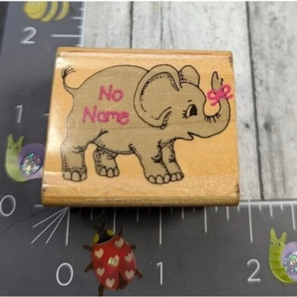 Inkadinkado No Name Elephant School Teacher Rubber Stamp Wood #A114